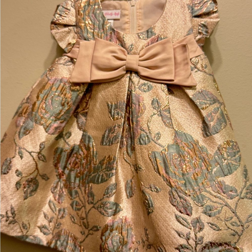 Bonnie Baby Gold and Green Floral Dress